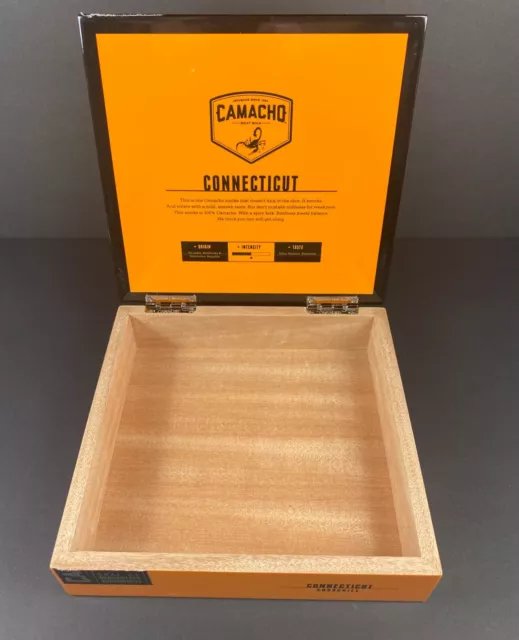 Camacho Connecticut Churchill Lacquered Empty Cigar Box - Handmade In Honduras