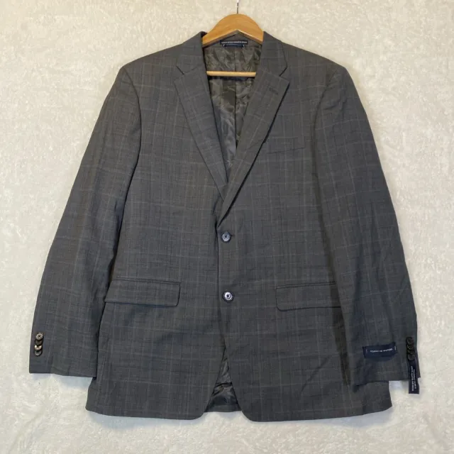 NEW Tommy Hilfiger Men's Trim-Fit Wool Blend Check Plaid Blazer Sport Coat 40R