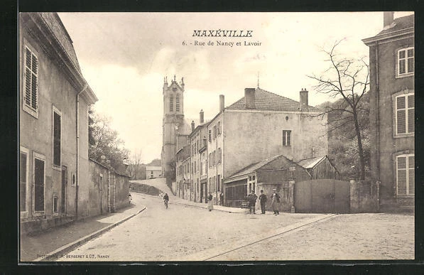 CPA Maxéville, Rue de Nancy et Lavoir, vues de rues