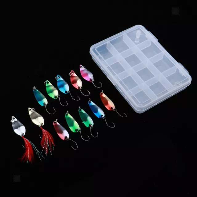 12pcs/set Spinners Spoon Fishing Lures Single Hook for Bass Trout Salmon