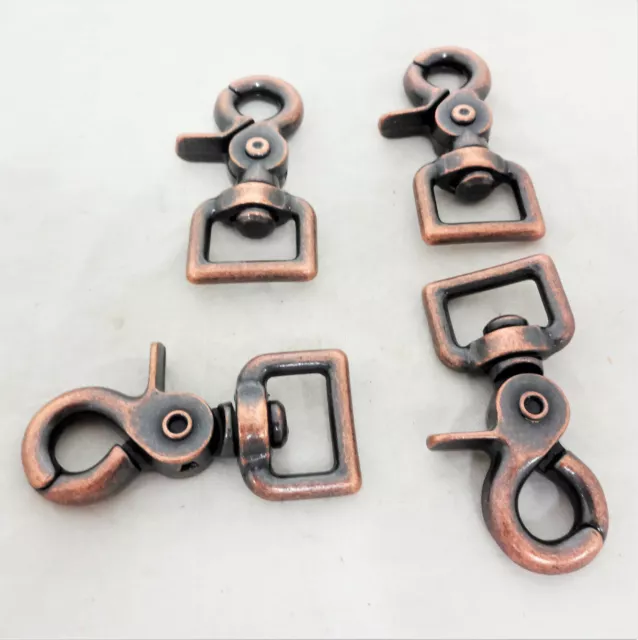 Antiqued Copper Trigger Scissor Snaps Square Ends Swivel Horse Tack Lot of 4 New