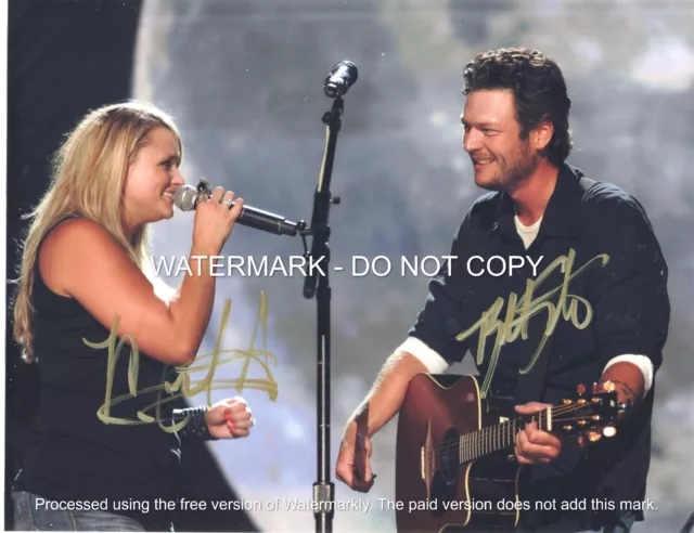 Blake Shelton ~ Miranda Lambert -=2=- Double Hand Signed Autographed Photo Coa