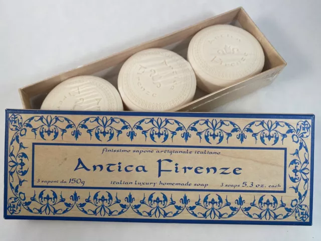 Antica Firenze Italian Luxury Handmade Soap Set Of 3 Sealed In Box