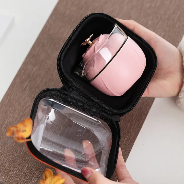 portable tea set for lady creative butterfly artware porcelain tea pot cup bag
