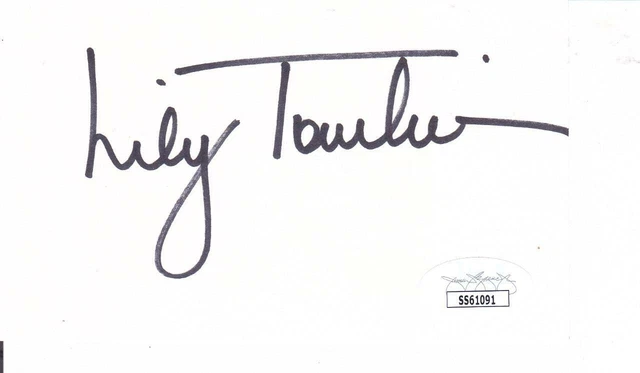 LILY TOMLIN Signed 3X5 Index Card Actress/9 To 5  A 10 Autograph JSA SS61091