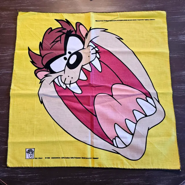 1990s Bandaroos Bandana Warner Bros Looney Tunes Taz Scarf Hankie 22x22 NEW!