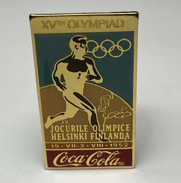1952 Helsinki Olympic Pin ~ Sponsor ~ Coca Cola ~ Coke ~ Commemorative Poster