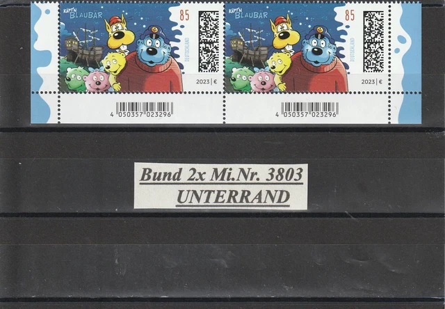 BUND 2 x Mi.Nr. 3803 / 2023 Unterrand