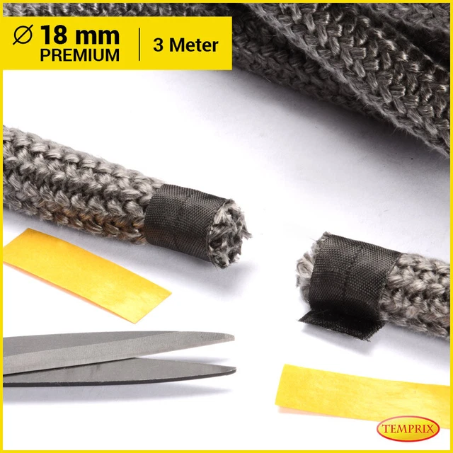 Cordon D'Étanchéité Poêle-cheminée Four Joint Porte Cheminée Vitre Corde Ø 18mm 3