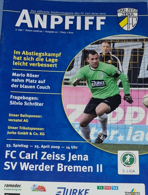 2008/09 3.LIGA FC CarlZeissJena SV Werder Bremen II EUR 1,00