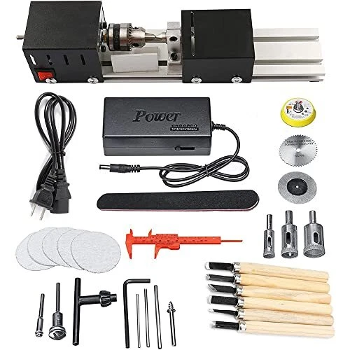 Mini máquina herramienta de torno hágalo usted mismo torno de madera fresadora p...