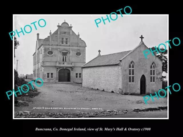 OLD LARGE HISTORIC PHOTO OF BUNCRANA DONEGAL IRELAND THE ST MARYS HALL c1900