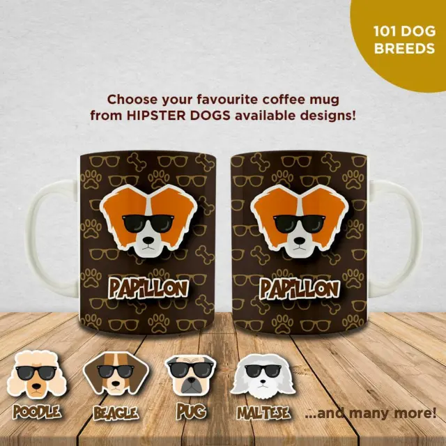 Hipster Dog Designer Style Pattern Mug Coffee Mug Funny Coffee Mug 11Oz  Mug Gif