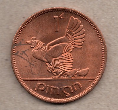 🐔  Vintage Ireland Irish 1d 1967 Chicks  🐔  & Hen Penny Irish Ginuwine coin