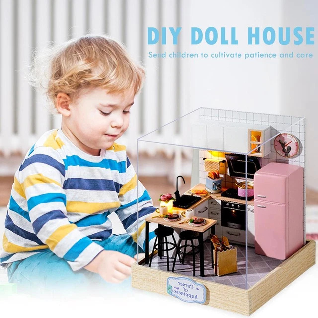 DIY DOLL HOUSE Wood Miniature Dollhouse Furniture Kit Educational Toys ...
