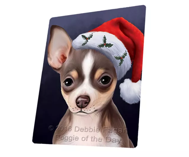 Christmas Chihuahua Dog Holiday Santa Hat Woven Throw Sherpa Blanket T433