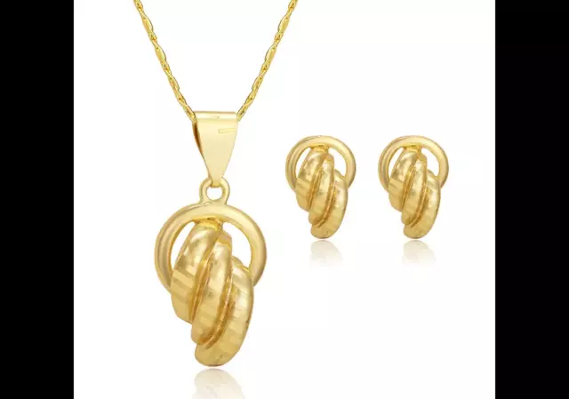 2Tlg. Schmuck Set Kette mit Anhänger Ohrringe vergoldet+Strass NEU