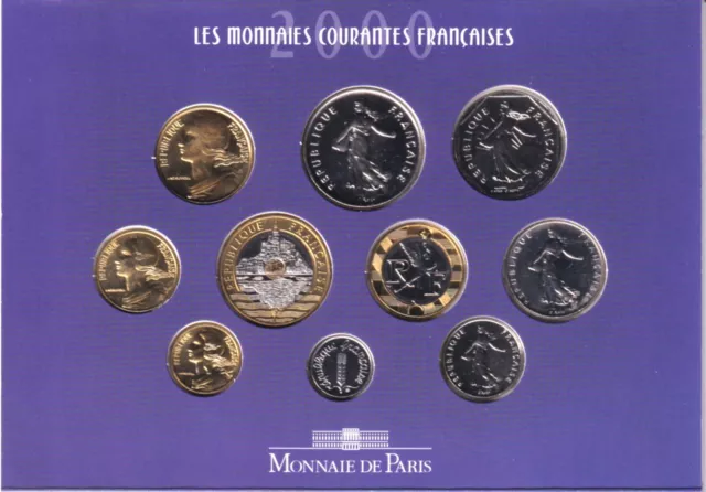 Frankreich original KMS BU- 2000 Blister im Folder 10 Münzen 3