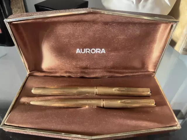 Aurora Pen Fountain Pen + Sphere Foiled Gold Gl Gran Luxury Scrivono Vintage