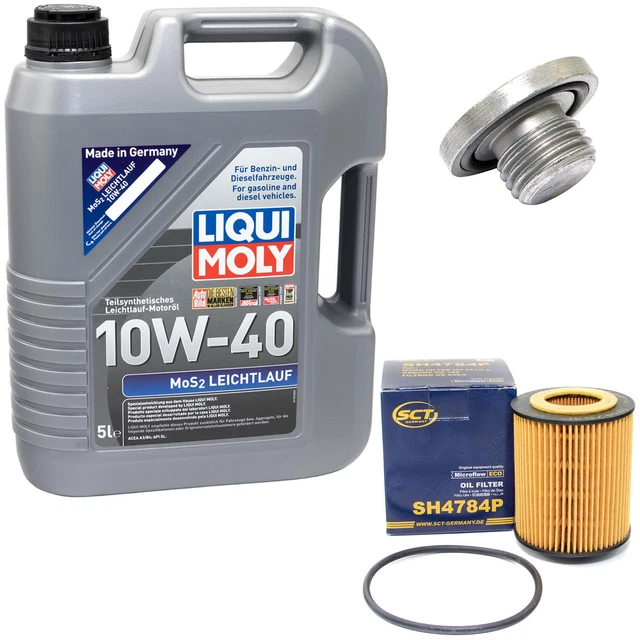 Motoröl Set 10W-40 5 Liter + Ölfilter SH 4784 P + schraube für Opel Omega Vectra