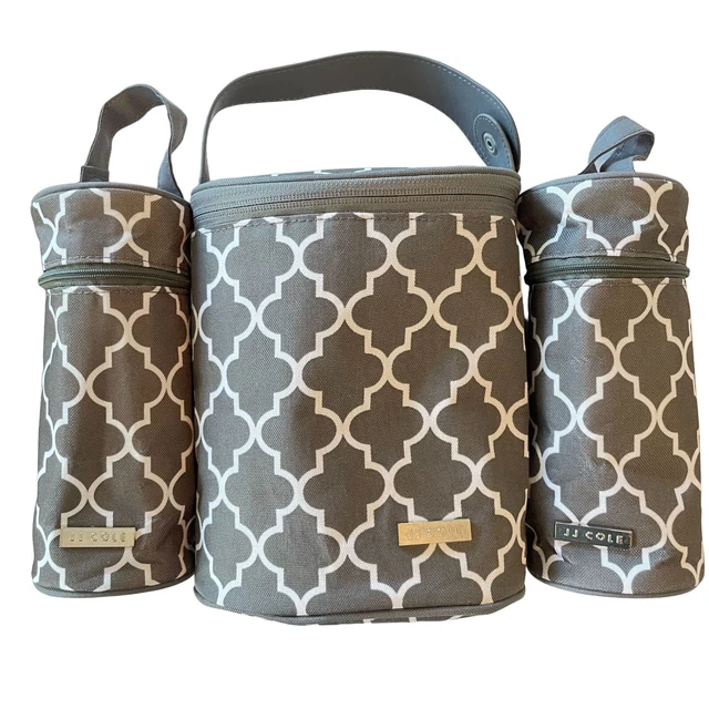 JJ Cole Dark Gray Stone Arbor Canvas-like Large & Small Insulated Bottle Holders