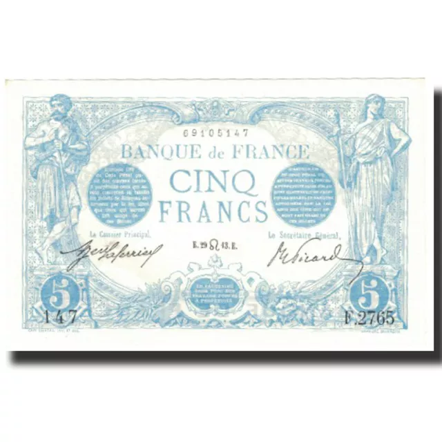 [#802121] France, 5 Francs, Bleu, 1913, 1913-07-29, UNC, Fayette:2.19, KM:70