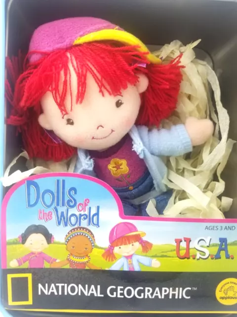 Vintage Dolls of the World  National Geographic Plush Doll Lisa USA In Tin Box