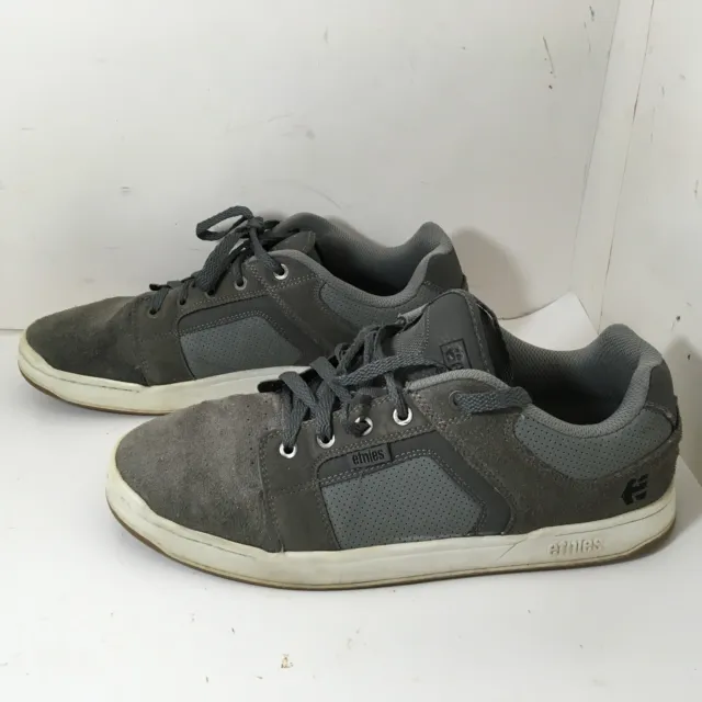 Etnies Skate Sneakers Men's Size 10.5 Gray Leather 19SD038E-2 Lace-Up Low-Top