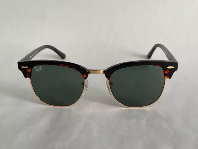 Pre-owned Ray-Ban Clubmaster Tortoise/ Arista/Green Sunglasses RB3016 W0366 51mm