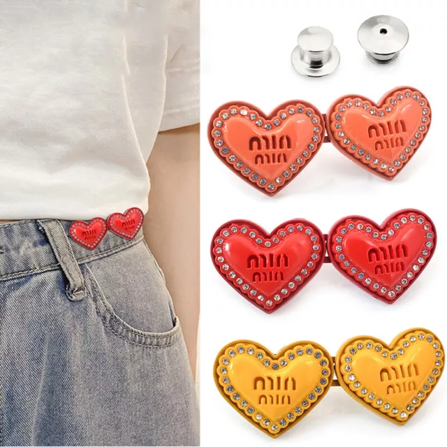 Detachable Heart Tighten Waist Button For Women Jeans Pant Adiustable Buckle