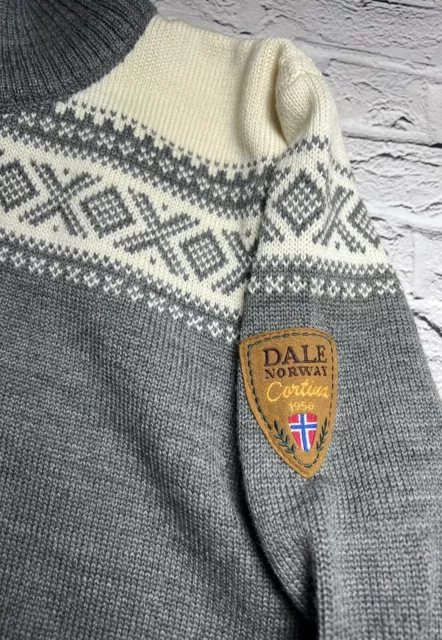 NWOT Dale of Norway Cortina 1956 Merino Wool Ski Sweater 1/4 Zip Jacket Mens S 2