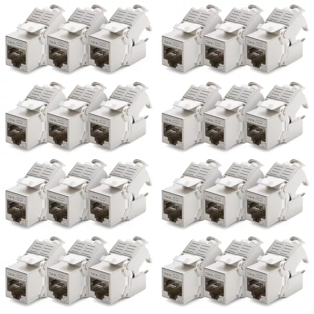 24x CAT 7 Keystone Jack Modul RJ45 Patchkabel Netzwerk Adapter 10Gbit/s 1000MHz