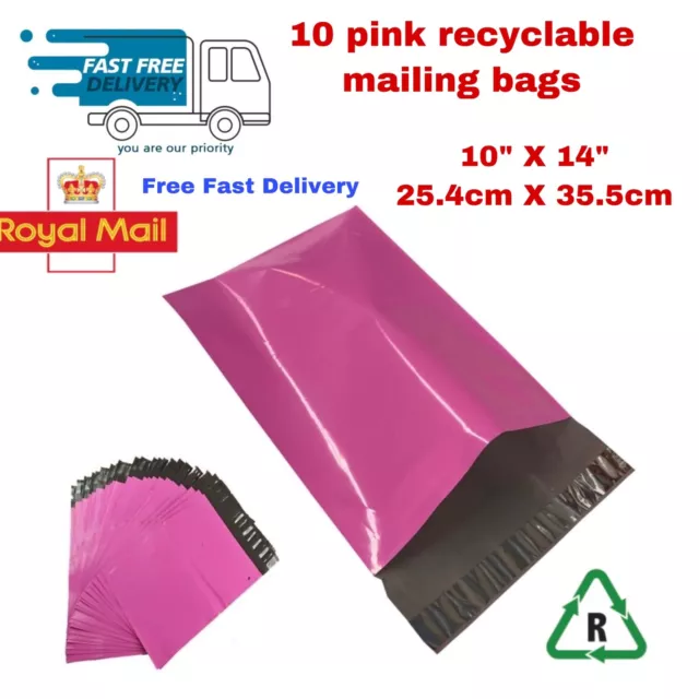 10 sacs postaux roses 10x14 sacs en plastique polyéthylène résistant FRAIS DE PORT GRATUIT