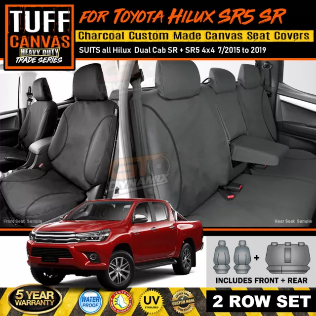 TUFF HD TRADE Canvas Seat Covers for Hilux SR5 SR 2ROW GUN126R 7/2015-2024 CHARC