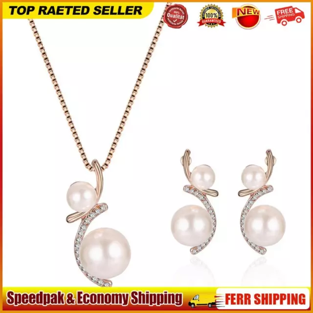 2PCS/SET FASHION PEARL Crystal Necklace Drop Earrings Ornaments Jewelry ...