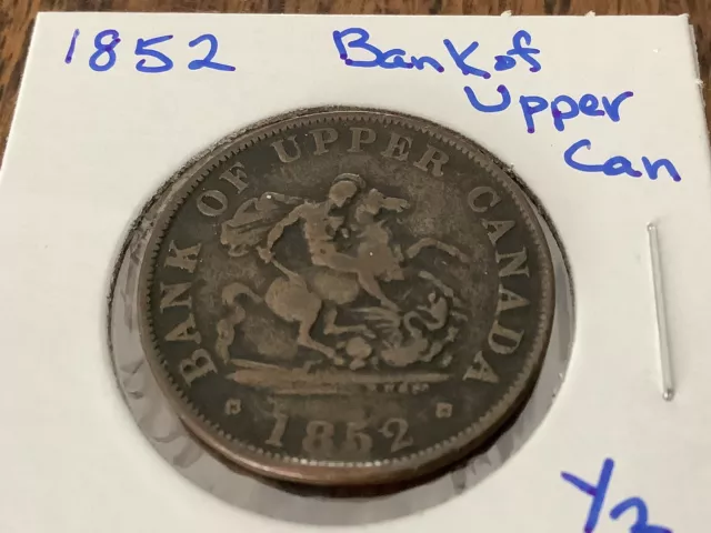 1852  , 1854  ,1857 Bank OF UPPER CANADA  1/2 PENNY TOKENS Set Of Three U Grade
