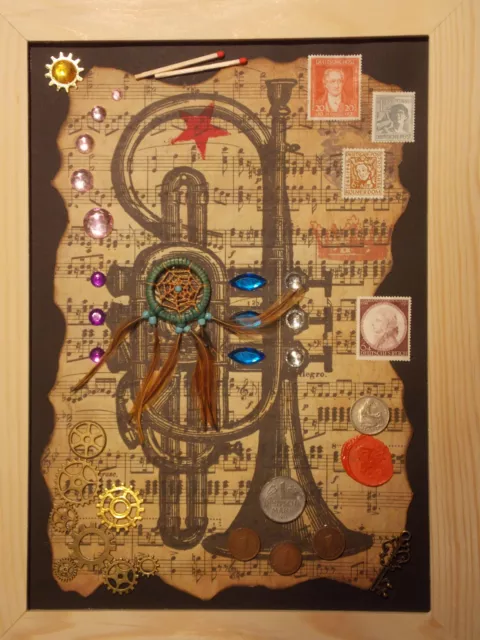 Steam Punk Art -  Reliefbild im Holzrahmen - F25 - Unikat Handgefertigt Original