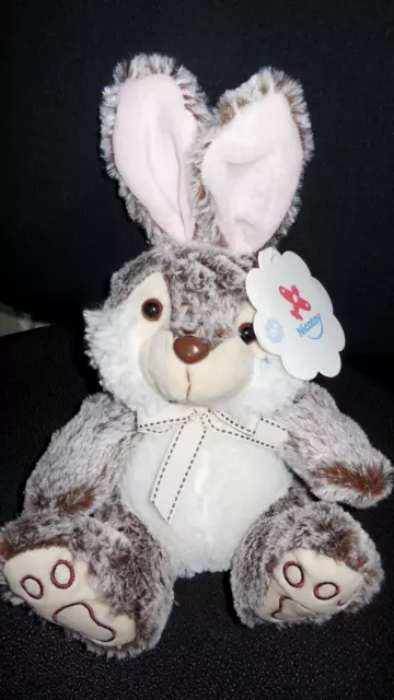 doudou peluche lapin blanc marron chiné SIMBA TOYS NICOTOY 20cm - NEUF -