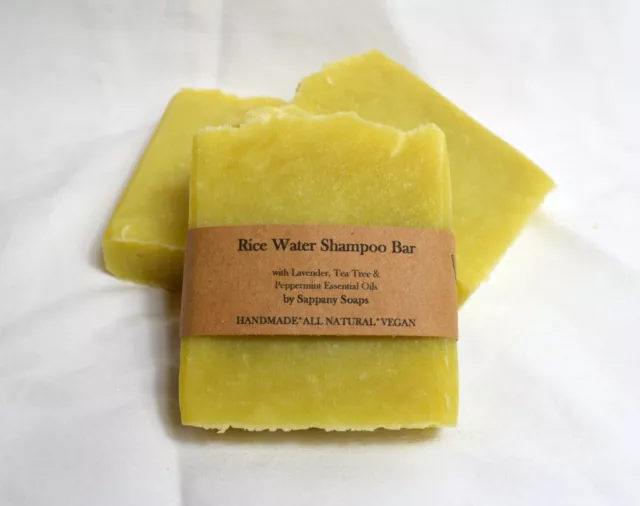 Natural rice water shampoo bar organic ingredients lavender tea tree peppermint