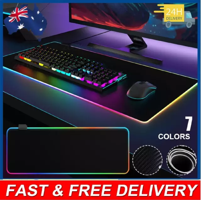 LED Gaming Mouse Pad Large RGB Extended Mousepad Keyboard Desk Anti-slip Mat Kit