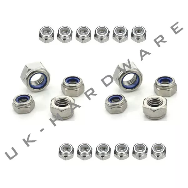 A4 Stainless Steel Nyloc Nuts  M4 M5 M6 M8 M10 -Nylon Insert Lock Nut DIN 982