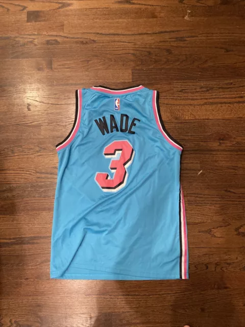 Nike #3 Wade Miami Heat Vice Nights City Blue Pink Jersey XL - NWOT