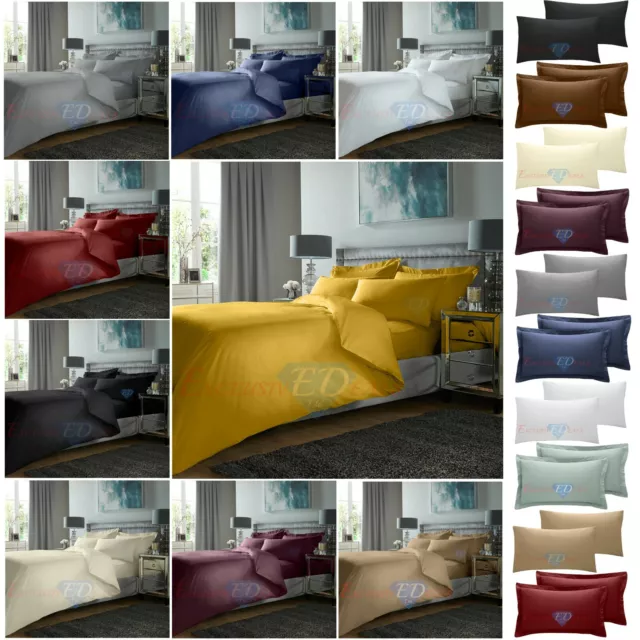 Luxury 400TC 100% Egyptian Cotton Plain Dyed Duvet Cover Oxford Pillowcases
