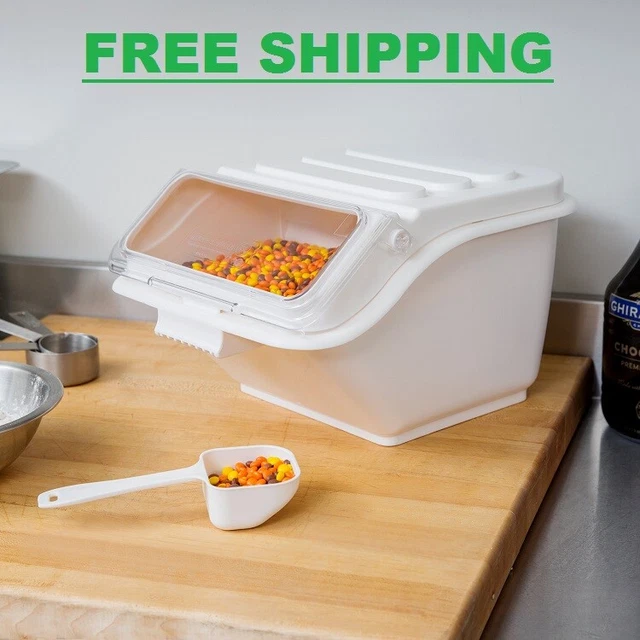 2.6 Gallon Shelf Ingredient Bin Commerical Restaurant Kitchen Clear Lid Baker's