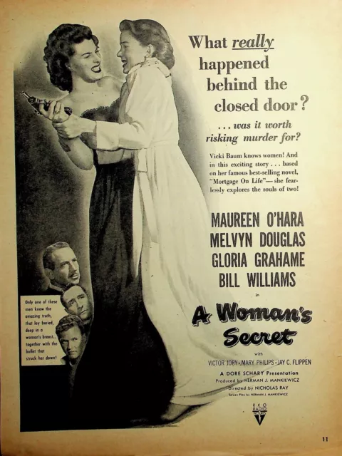 Original 1949 Ad for Maureen O'Hara, A Woman's Secret