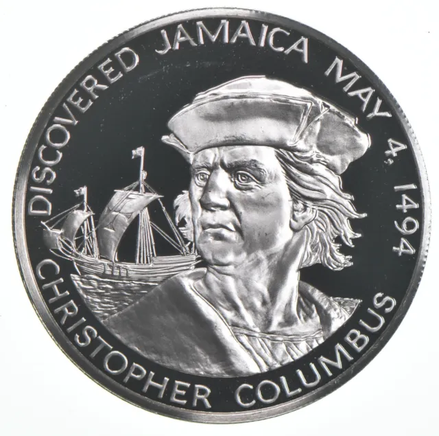 SILVER - HUGE - 1975 Jamaica 10 Dollars - World Silver Coin *780