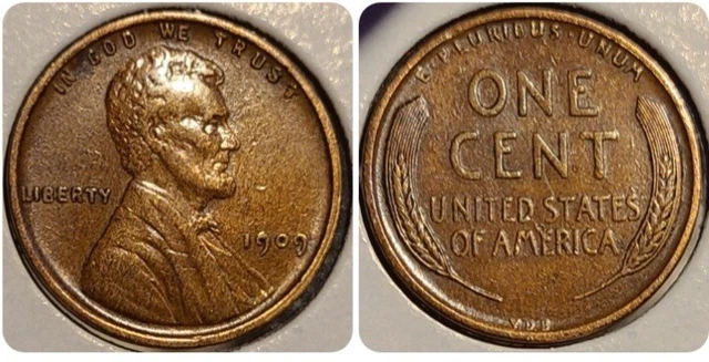 1909 VDB Lincoln Wheat Cent XF/ EF copper Penny 1c Coin as pictured #1