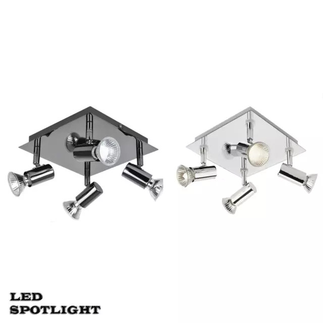 4 Way Adjustable Modern LED Ceiling Spotlight Round Kitchen Spot Light Bulb A+