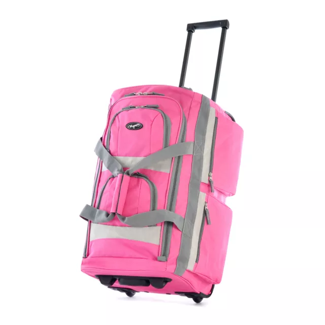 22 Inch Rolling Duffel Bag with Retractable Handle, Hot Pink (Open Box)