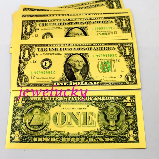 Wholesale 50 PCS US $ 1 dollar Crafts Banknotes Golden Color Notes Beauty Gift